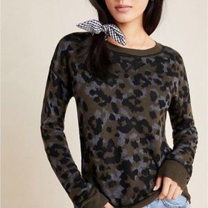 Anthropologie Camouflage Crew Neck Sweater - Black and Green